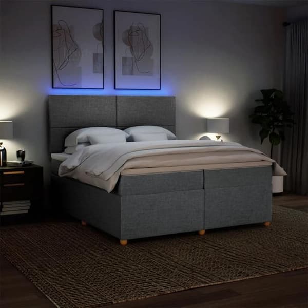 Maison Exclusive - Seng med lamelbund og madras Lys grå 200x200cm Stof
