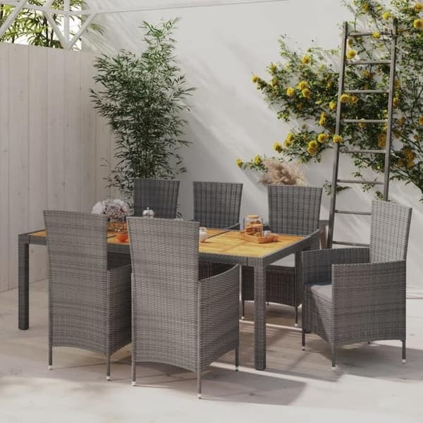 Maison Exclusive - 7-osainen puutarhakalustesarja tyynyillä, harmaa rottinki