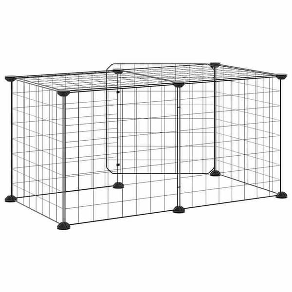 Maison Exclusive - Kæledyrbur med 8 paneler og dør Sort 70x35x35 cm