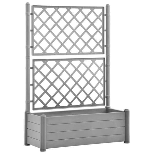 Maison Exclusive - Plantekasse med trellis 100x43x142 cm PP Grå sten