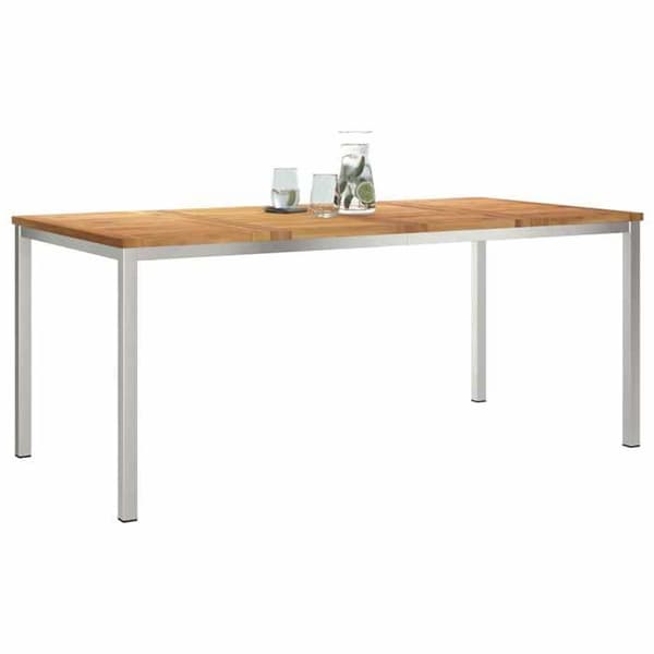 Trädgårdsbord - EXKLUSIV HEM - 180x90x75 cm - Rostfritt stål - Hårdträskiva - Rektangulär