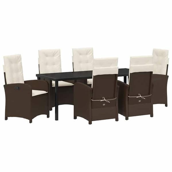 Maison Exclusive - 7 pc spisebordssæt til haven i brun polyrotin brun