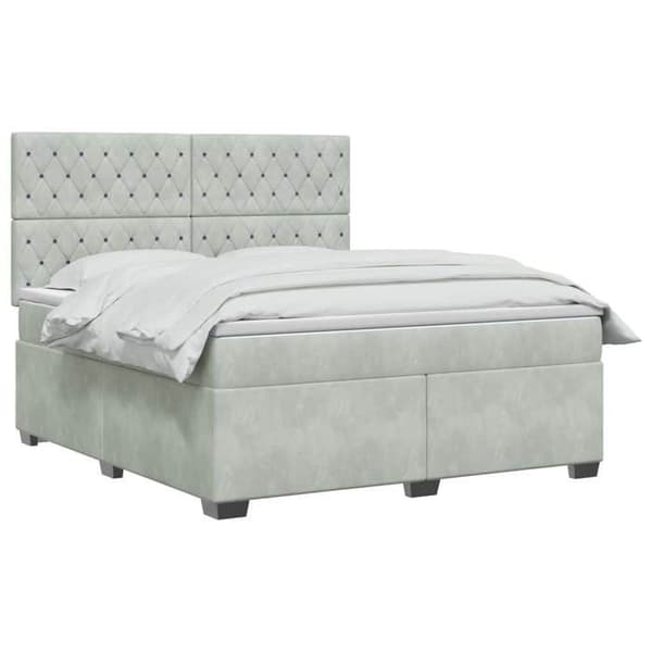 Maison Exclusive - Boxspring säng med madrass Ljusgrå 140 x 200 cm Sammet Ljusgrått