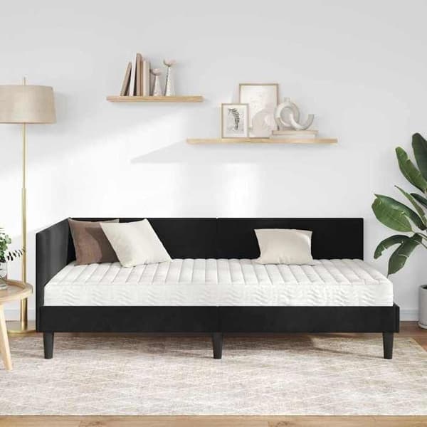 Maison Exclusive - Kulmasänky 2 osaa Musta 80 x 200 cm Sametti Svart