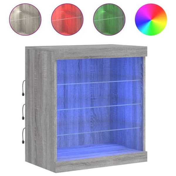 Maison Exclusive - Buffet med LED-lys sonoma grå 60,5x37x67 cm