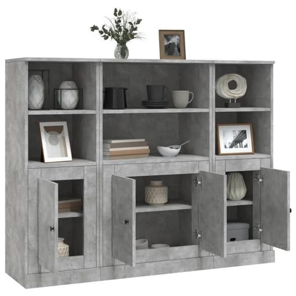 Maison Exclusive - Bufféer 3 st grå betong ingenjörsträ