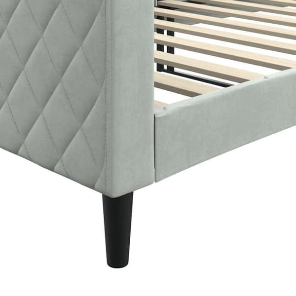 Dagseng - EKSKLUSIVT HUS - Seng 90x200 fløjl - Lys grå - Metal & krydsfiner - Lamelseng Ljusgrått