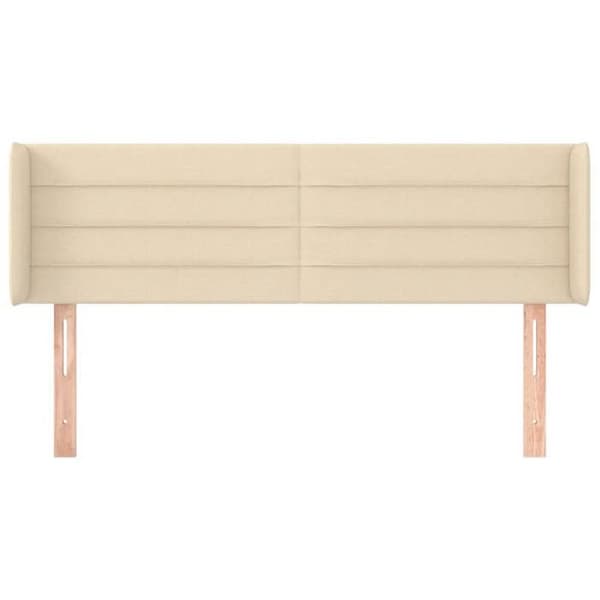 Sänggavel - med öron - Kräm - 147×16×78/88 cm - Hållbart tyg Grädde