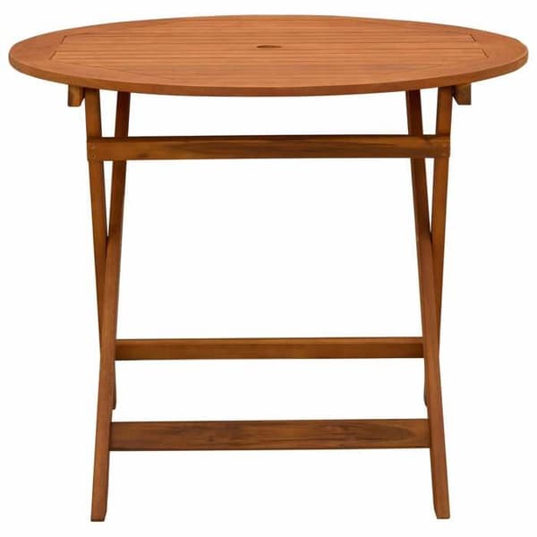 Trädgårdsbord - EXKLUSIV HEM - Fällbart Ø90 x 75 cm - Eukalyptusträ - Parasolhål - Brun brun