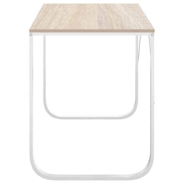 Maison Exclusive - Hvidt og egetræ computerbord 110x60x73 cm agglomereret
