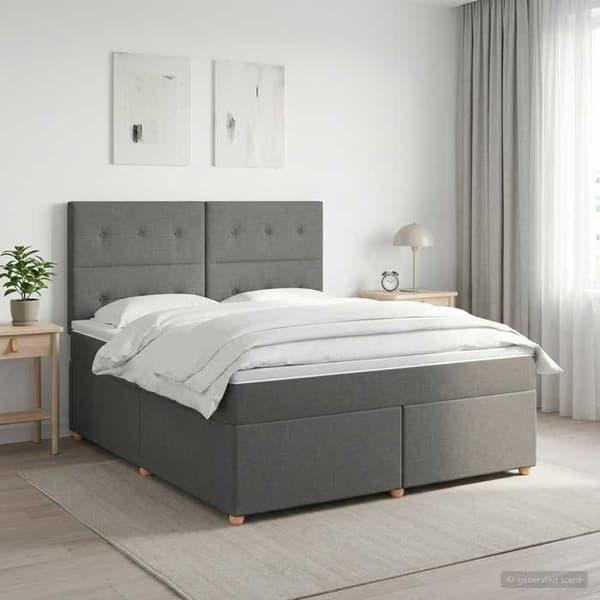 Maison Exclusive - Boxspring säng med madrass Mörkgrå 160 x 200 cm Tyg Mörkgrå