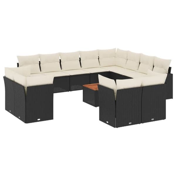 Maison Exclusive - Trädgårdsmöbler med kuddar 13 delar svart flätad resin