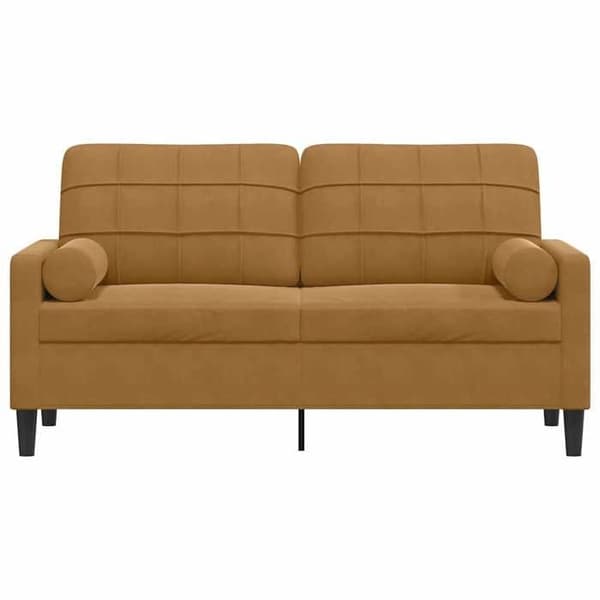 Maison Exclusive - Soffa 2 platser med bruna dekorativa kuddar 140 cm sammet