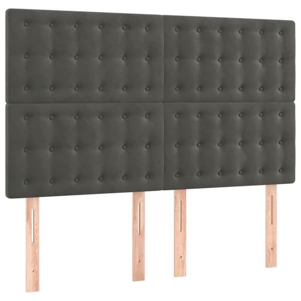 Maison Exclusive - LED Hovedgærde Mørkegrå 144x5x118/128 cm Velour mörkgrå