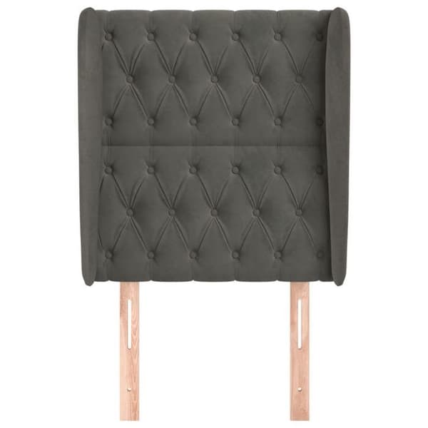 Maison Exclusive - Päätylevy korvilla Tummanharmaa 83x23x118/128 cm Sametti mörkgrå