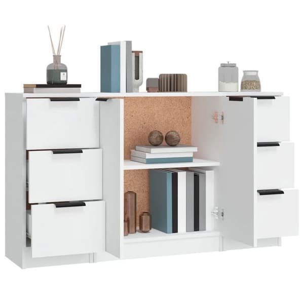 Maison Exclusive - 3 stk. Buffet Hvid Ingeniørtræ