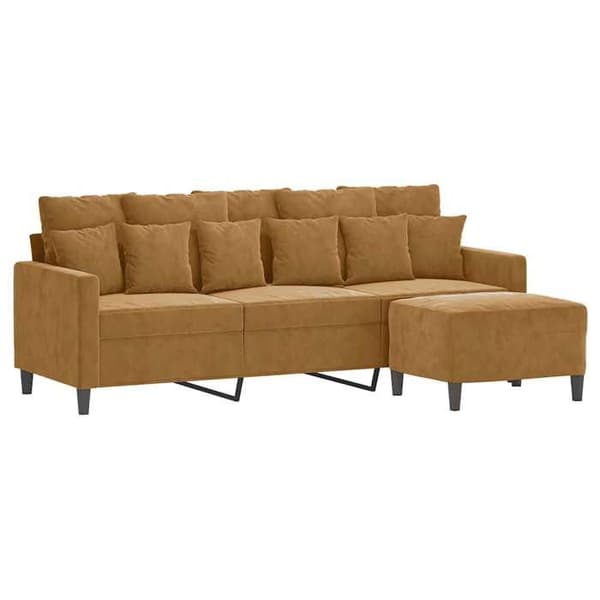 Maison Exclusive - 3-sitssoffa med fotpall Brun 180 cm Sammet brun