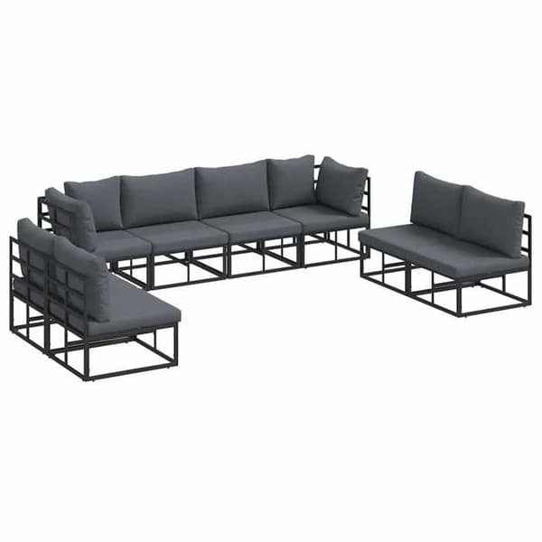Maison Exclusive - 8-delars trädgårdsoff-set i svart aluminium