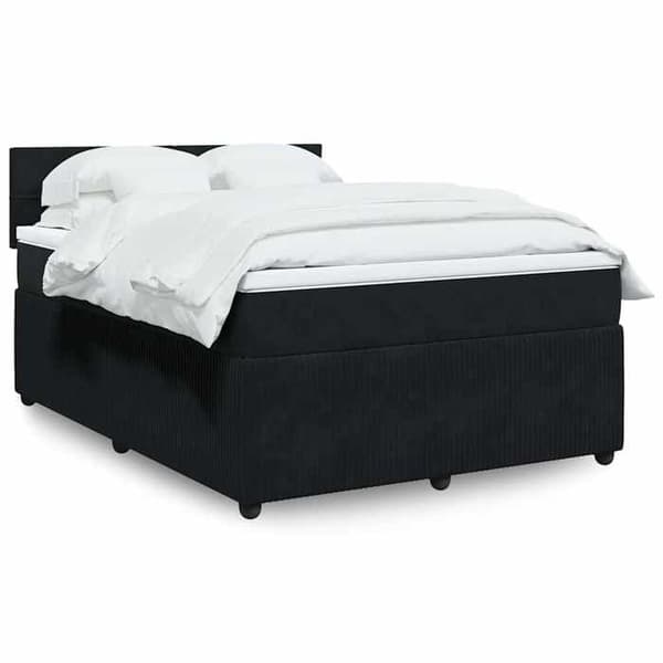 Maison Exclusive - Seng med lameller og madras Sort 160x200 cm Velour