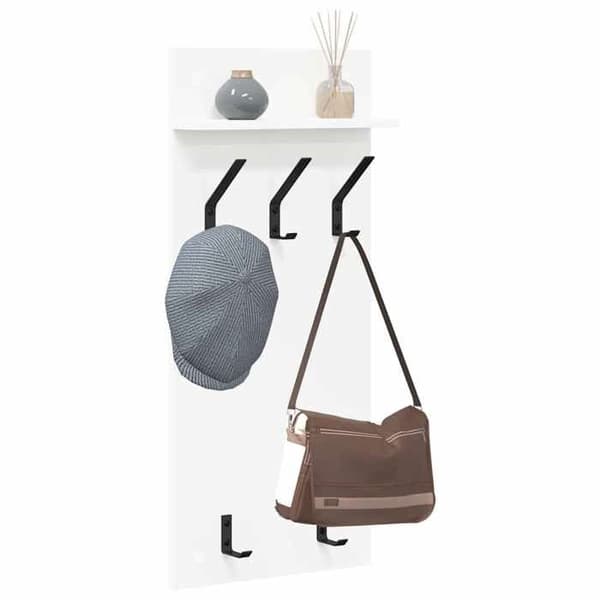 Väggmonterad klädhängare - EXKLUSIV HEM - Rektangulär - Ingenjörsträ - Vit - 40 x 10 x 90 cm Vit