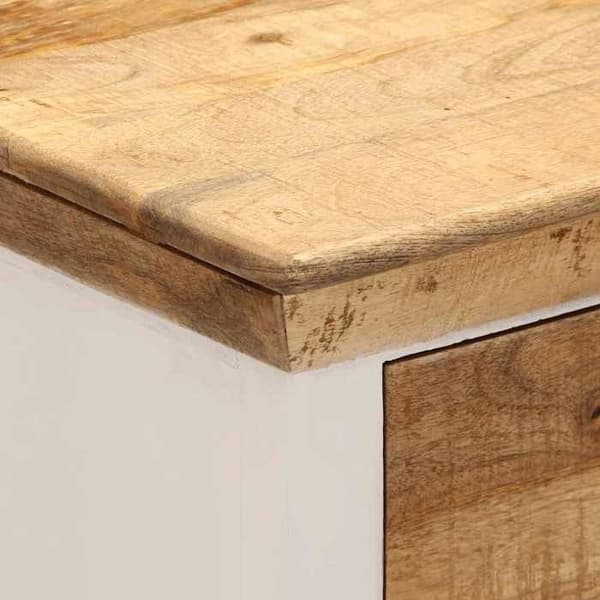 Maison Exclusive - Hvid og brun buffet 55x30x73 cm i solid rå mangotræ
