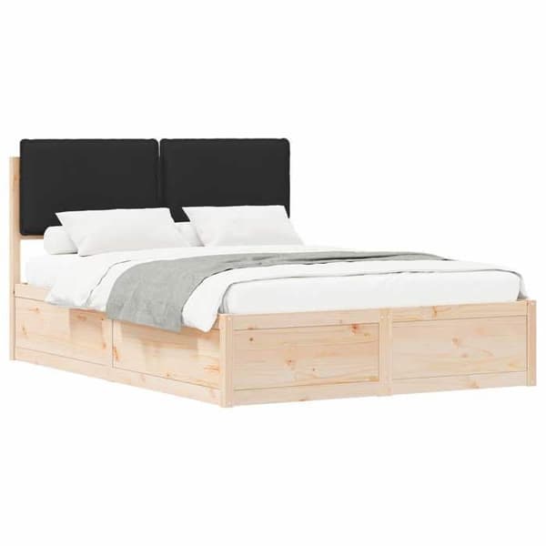 Maison Exclusive - Sengestel med polstret hovedgærde Sort 140 x 190 cm Svart