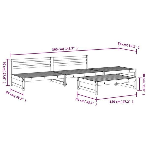 Puutarhakalusteet - Maison Exclusive - 4 kpl - Harmaa massiivipuu - Moduuli