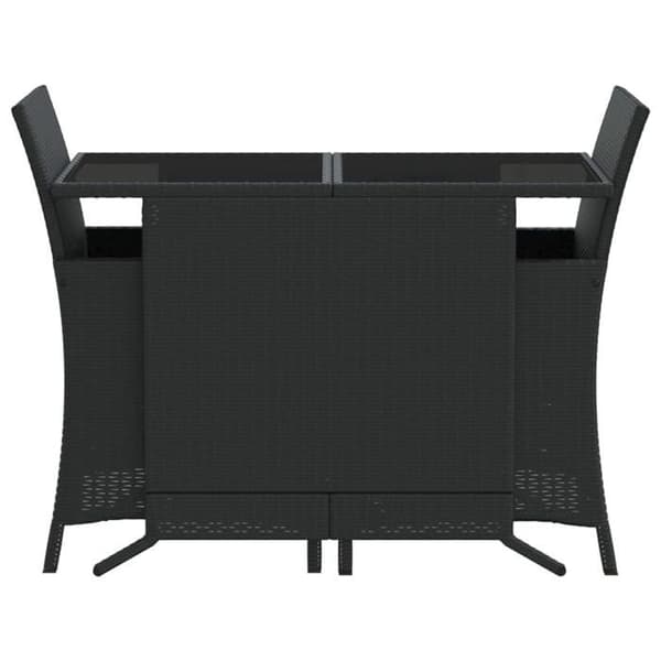 Maison Exclusive - Bistroset 3 delar med svarta kuddar i flätad resin