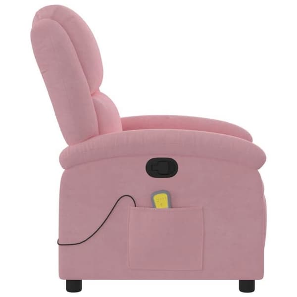 Maison Exclusive - Justerbar massagefåtölj i rosa sammet Ros