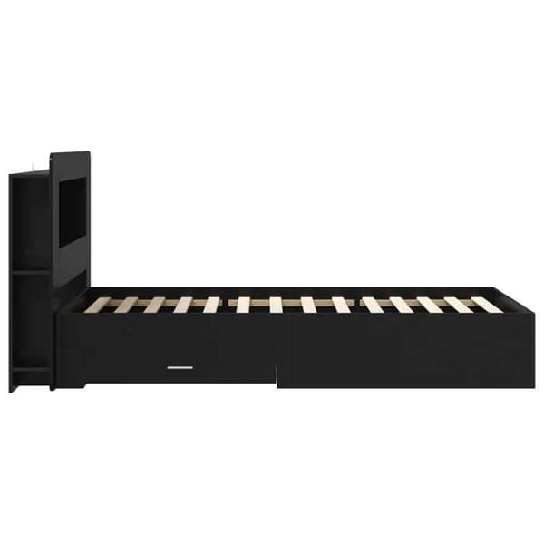 Sengestel - EKSKLUSIV HUS - 75 x 190 cm - Sort - Ingeniørtræ - Indbyggede opbevaringsløsninger Svart