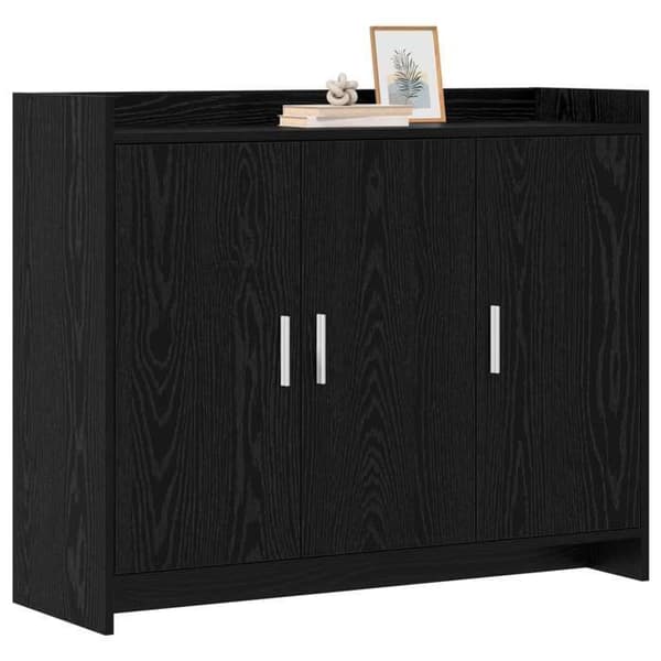 Maison Exclusive - Buffet Sort egetræ 98,5 x 33 x 80 cm Ingeniørtræ