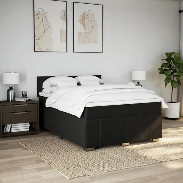 Sengestel med madras - Eksklusivt Hus - Sort - 140x190 cm - Justerbare LED USB