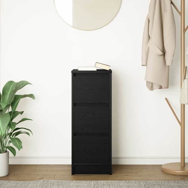 Maison Exclusive - Buffet i sort egetræ 29,5x34x76 cm ingeniørtræ svart ek