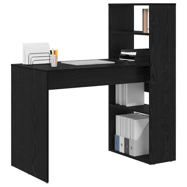 Maison Exclusive - Kontor Sort egetræ Ingeniørtræ 113 x 54 x 120 cm svart ek