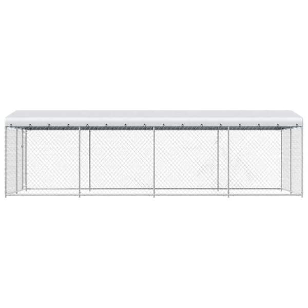 Exklusivt hus - Utomhus hundhus med tak 7,6x3,8x2,3 m Silver