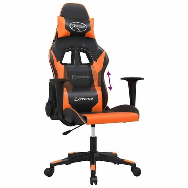 Maison Exclusive - Spilestol med massage i sort og orange kunstlæder