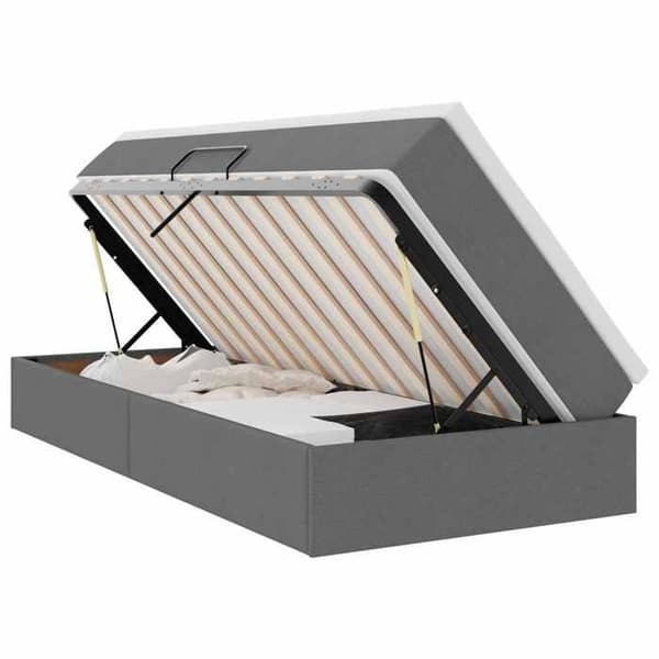 Maison Exclusive - Säng med förvaring och mörkgrå madrass 100 x 200 cm Polyester Mörkgrå