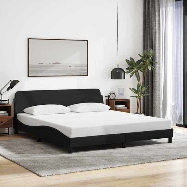 Sengestel - EKSKLUSIV HUS - Dover - 160 x 200 cm - Sort stof - Hovedgærde støtte Svart