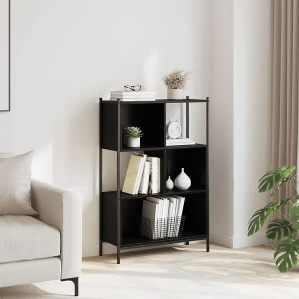 Maison Exclusive - Bibliotek sort 72x28x109 cm ingeniørtræ