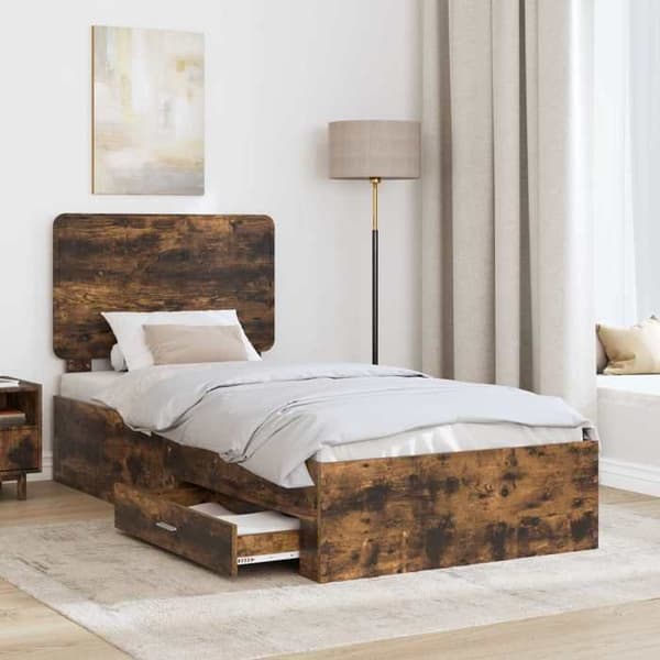 Maison Exclusive - Sängram i rökig ek 100 x 200 cm Ingenjörsträ