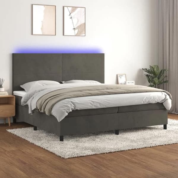 Maison Exclusive - Seng med lameller og madras LED Mørkegrå 200x200 cm