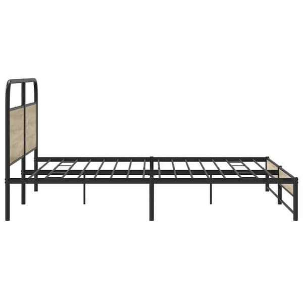 Sengestel - EKSKLUSIV HUS - 180x200 cm - Stål & behandlet træ - Røget eg - Lamelseng Rökt ek