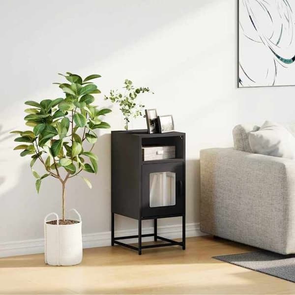 Maison Exclusive - Sort natbord 36x39x78 cm koldvalset stål