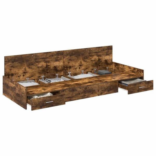 Maison Exclusive - Sengestel i røgfyldt eg 75 x 190 cm Ingeniørtræ