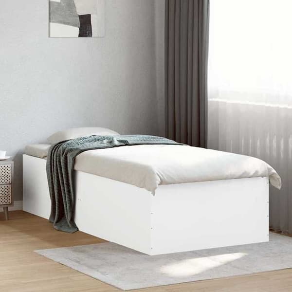 Sängram - EXKLUSIV HEM - 100 x 200 cm - Vit - Trä (spånskivor) - Ribbor ingår Vit