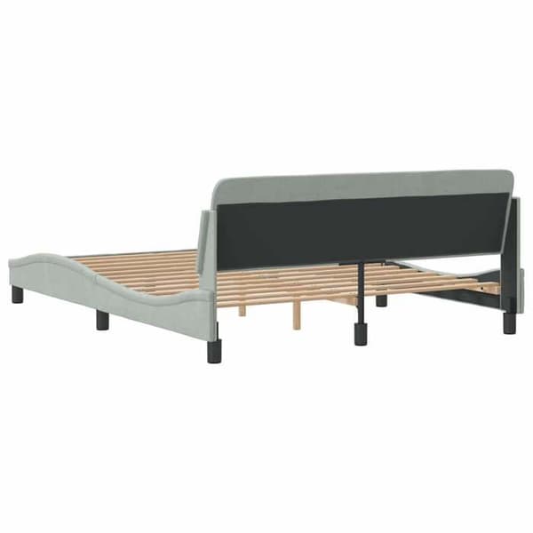 Sengestel - EKSKLUSIV HUS - Dover - Lys grå velour - 152 x 203 cm - Hovedgærde & lamelbund Ljusgrått