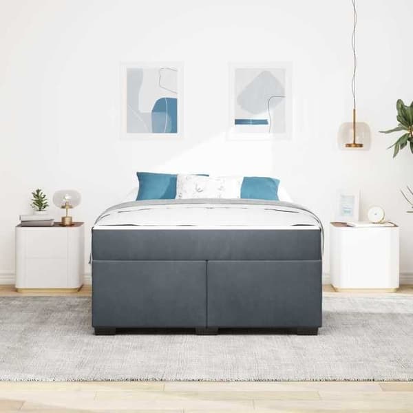 Maison Exclusive - Sängram med madrass Mörkgrå 140 x 200 cm tyg Mörkgrå