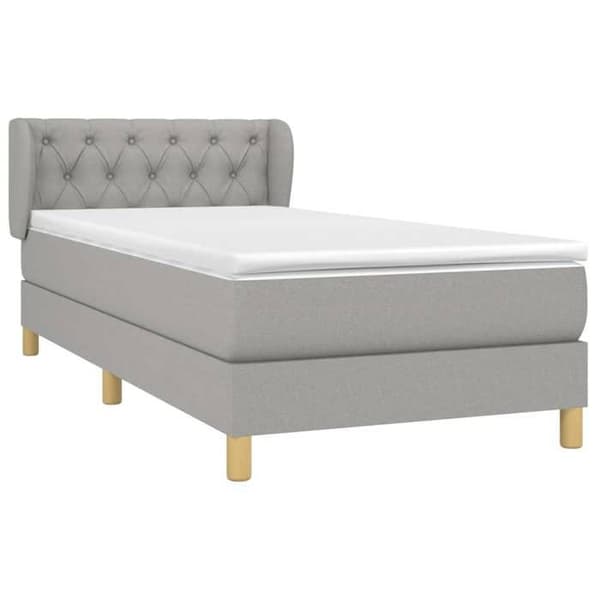 Maison Exclusive - Seng med lameller og madras Lys grå 80x200 cm Stof