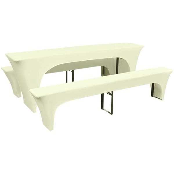 Möbelöverdrag - Maison Exclusive - Kräm - Utsträckbar (10% elastan) - Set med 3 delar (bord + 2 bänkar) Grädde