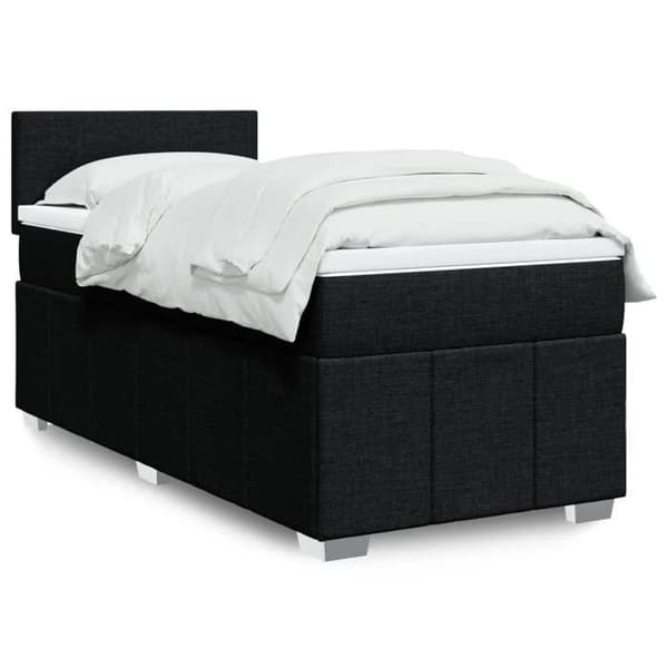 Maison Exclusive - Seng med lamelbund og madras Sort 90x200 cm Stof